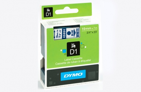 Printeru lente DYMO 45804, 19mm, balta/zils teksts