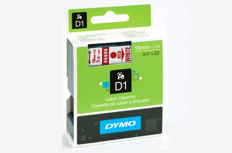 Printeru lente DYMO 45805, 19mm, balta/sarkans teksts