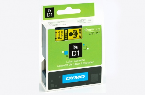 Printeru lente, DYMO 45808, 19mm, dzeltena/melns teksts