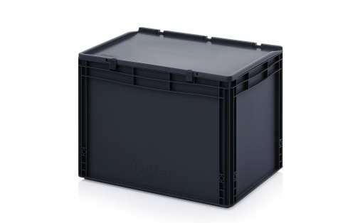 ESD-noliktavas kaste ar vāku, 600 x 400 x 435 mm