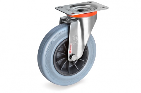 S22 Swivel top plate wheel, stainless steel