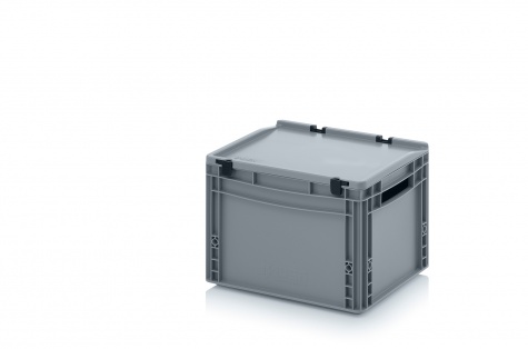 Euro container with hinge lid