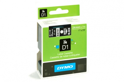 DYMO 53721, 24mm, must/valge