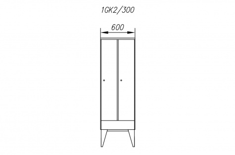 Garderobes skapis 1GK, 2 durvis, durvis 300 mm