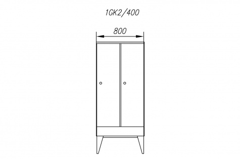 Garderobes skapis 1GK, 2 durvis, durvis 400 mm