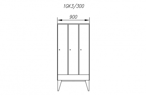 Garderobes skapis 1GK, 3 durvju, durvis 300 mm