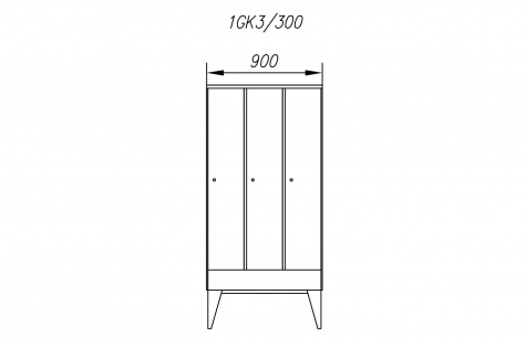 Wardrobe 1GK, 3-doors, door 300 mm