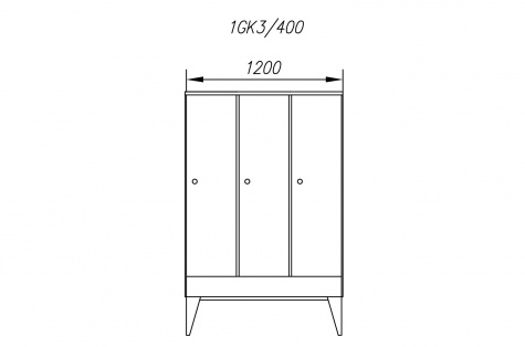 Garderobes skapis 1GK, 3-durvju, durvis 400 mm