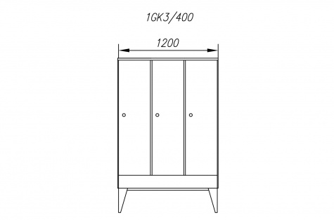 Wardrobe 1GK, 3-doors, door 400 mm