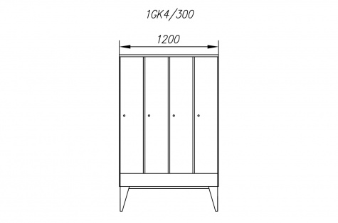 Wardrobe 1GK, 4-doors, door 300 mm