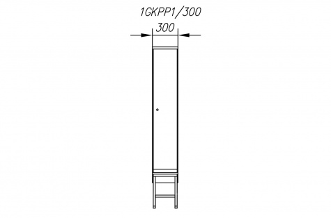 Wardrobe 1GKPP, with bench, 1-door, door 300 mm