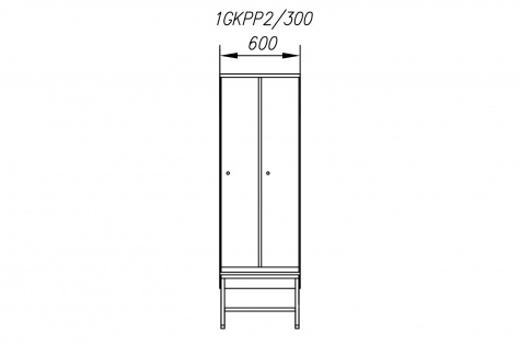 Wardrobe 1GKPP, with bench, 2-doors, door 300 mm