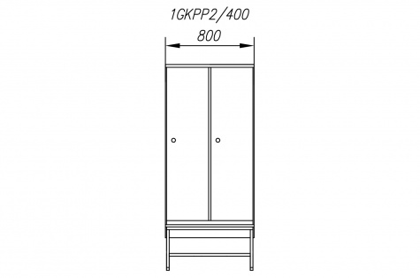 Wardrobe 1GKPP, with bench, 2-doors, door 400 mm