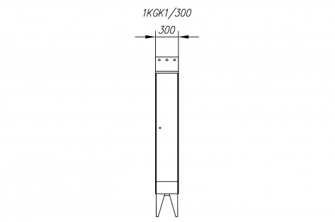 Garderobes skapis 1KGK, ar slīpu jumtu, 1 durvis, durvis 300 mm