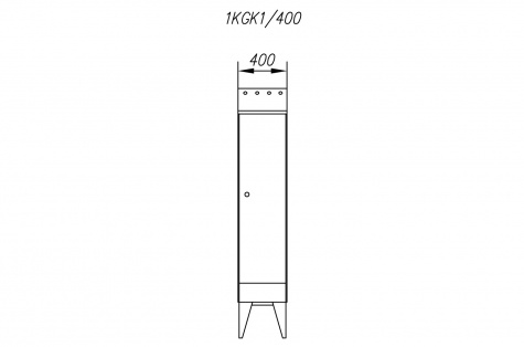 Garderobes skapis 1KGK, ar slīpu jumtu, 1 durvis, durvis 400 mm