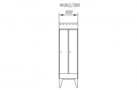 Wardrobe 1KGK, with sloping roof, 2-doors, door 300 mm