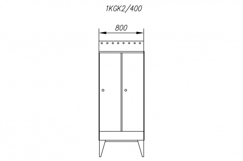 Wardrobe 1KGK, with sloping roof, 2-doors, door 400 mm