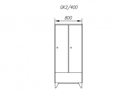 Garderobes skapis GK, 2durvju, durvis 400 mm