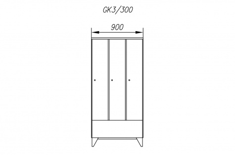 Шкаф гардеробный GK, 3 дверцы, дверь 300 мм