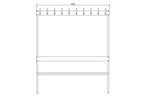 Bench with hooks IPN, 10 hooks