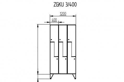 Garderoobikapp ZGKU, Z-uksega, 6ukseline, uks 400 mm