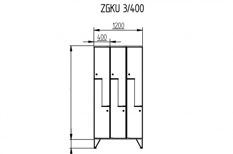Garderobes skapis, Z-durvju, 6 durvju, durvis 400 mm