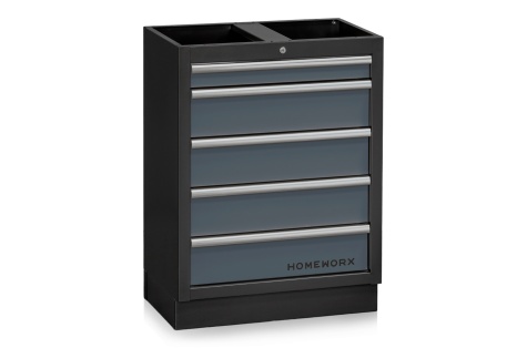 Sahtliboks, 5 sahtlit, hall/must