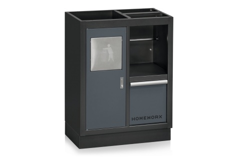 Aluskapp prügikasti ja rullihoidjaga, hall/must