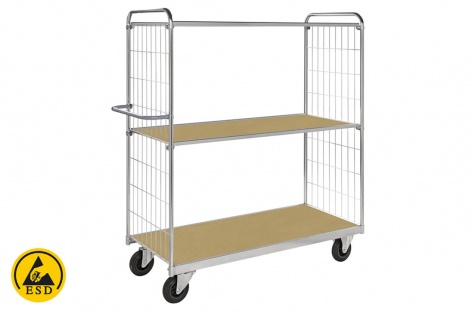 ESD shelf trolley, 3 shelves