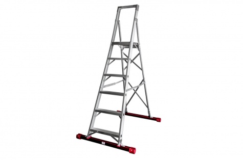 Folding platform ladder, 6 steps, 1500 mm, with support legs