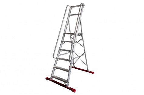 Folding platform ladder, 6 steps, 1500 mm, with support legs