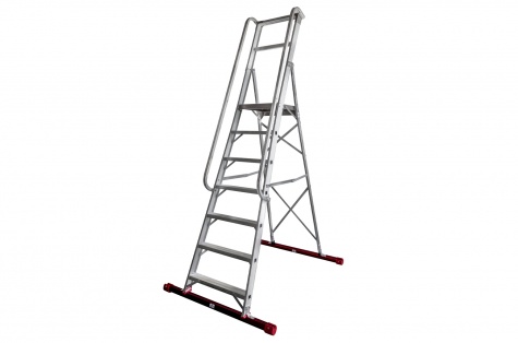 Folding platform ladder, 7 steps, 1780 mm, with support legs