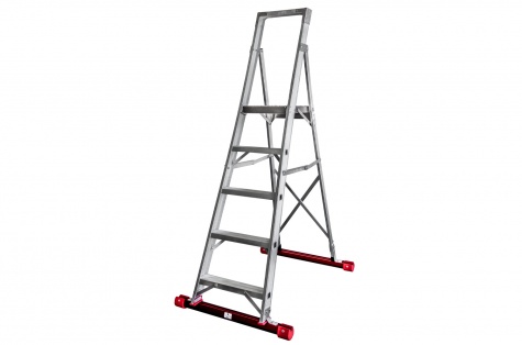 Folding platform ladder, 5 steps, 1260 mm, with support legs