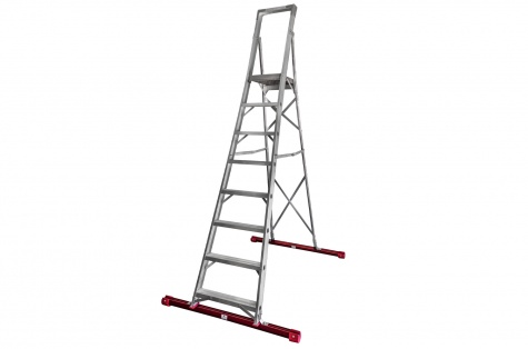 Folding platform ladder, 8 steps, 2000 mm, with support legs