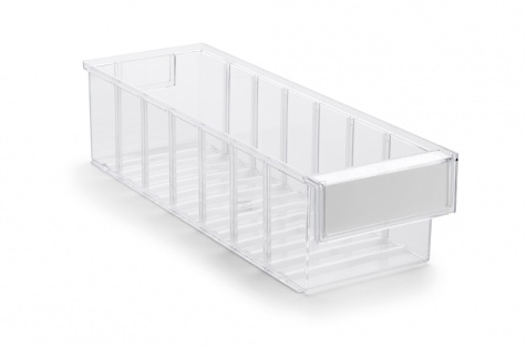 Shelf bin 132x400x100 Crystal clear