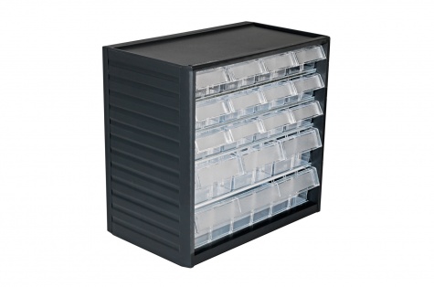 Small parts storage cabinet, 16 drawers