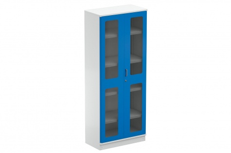 Darbnīcas skapis 80/200-1, divas durvis, zilas, akrila stikla durvis