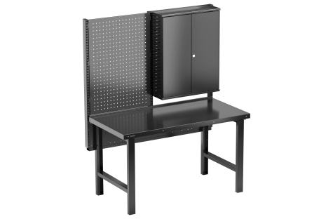 Komplekt: Töökojalaud Workshop, 750kg, 1500 x 750 mm, teras, must