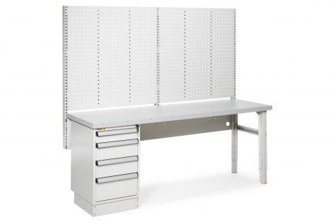 Töökojalaua komplekt, 550kg, 630 x 2000 mm, teras