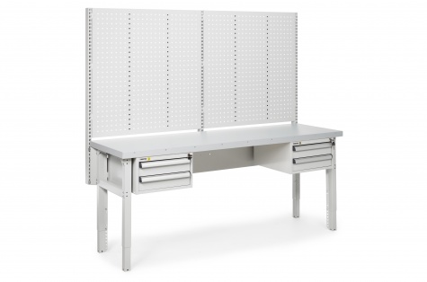 Heavy workbench set, 550kg, 630 x 2000 mm, steel top