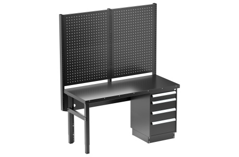 Komplekt: Töökojalaud Workshop, 750kg, 1500 x 750 mm, teras, must