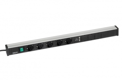 Treston Power rail 683, 5 sockets + switch + 2xUSB