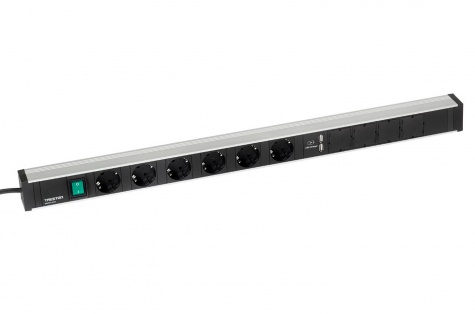 Treston Power rail 836, 6 sockets + switch + 2xUSB