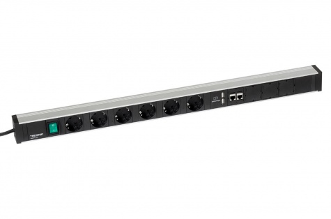 Treston Power rail 836, 6 sockets + switch + 2xUSB + 2xCAT6A