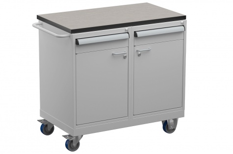 Tool trolley, 2 drawers + 2 lockers, vinyl top