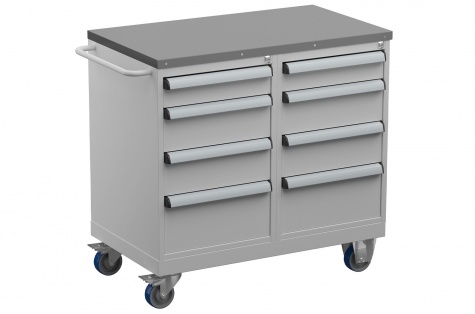 Tool trolley, 8 drawers, steel top