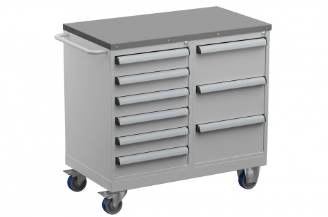 Tool trolley, 9 drawers, steel top