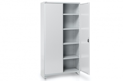 Shelving cabinet 100/50/200, 4 shelves, grey doors
