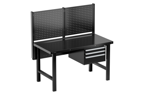 Komplekt: Töökojalaud Workshop, 750kg, 1500 x 750 mm, teras, must
