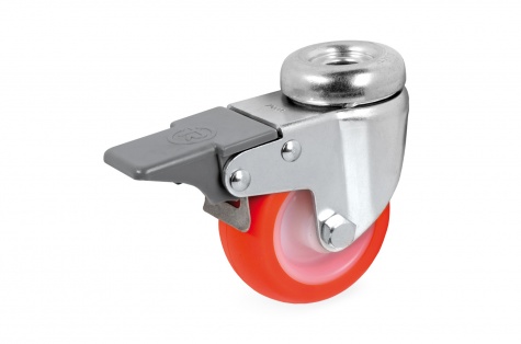 S36 поворотное колесо для мебели с винтовым креплением и тормозами, диаметр 40x18 mm